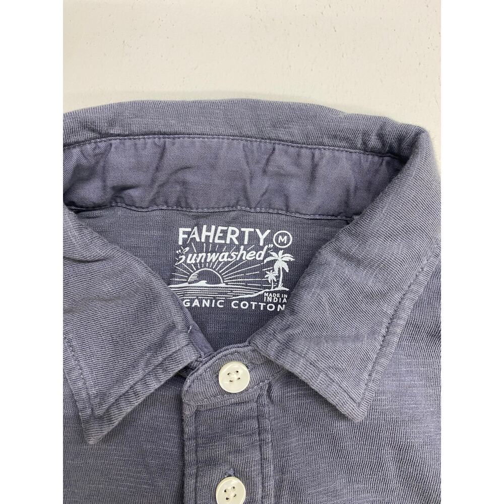 Men Faherty Sun Washed Organic Cotton pocket short sleeve polo shirt M - Picture 4 of 4